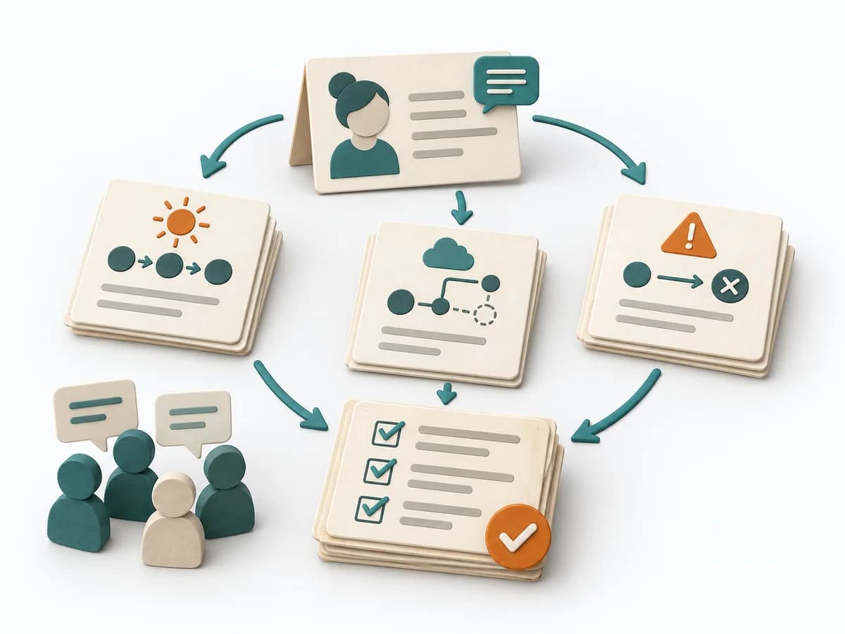 Paper illustration of Acceptance Criteria Workshop with a method-specific labelled workspace.