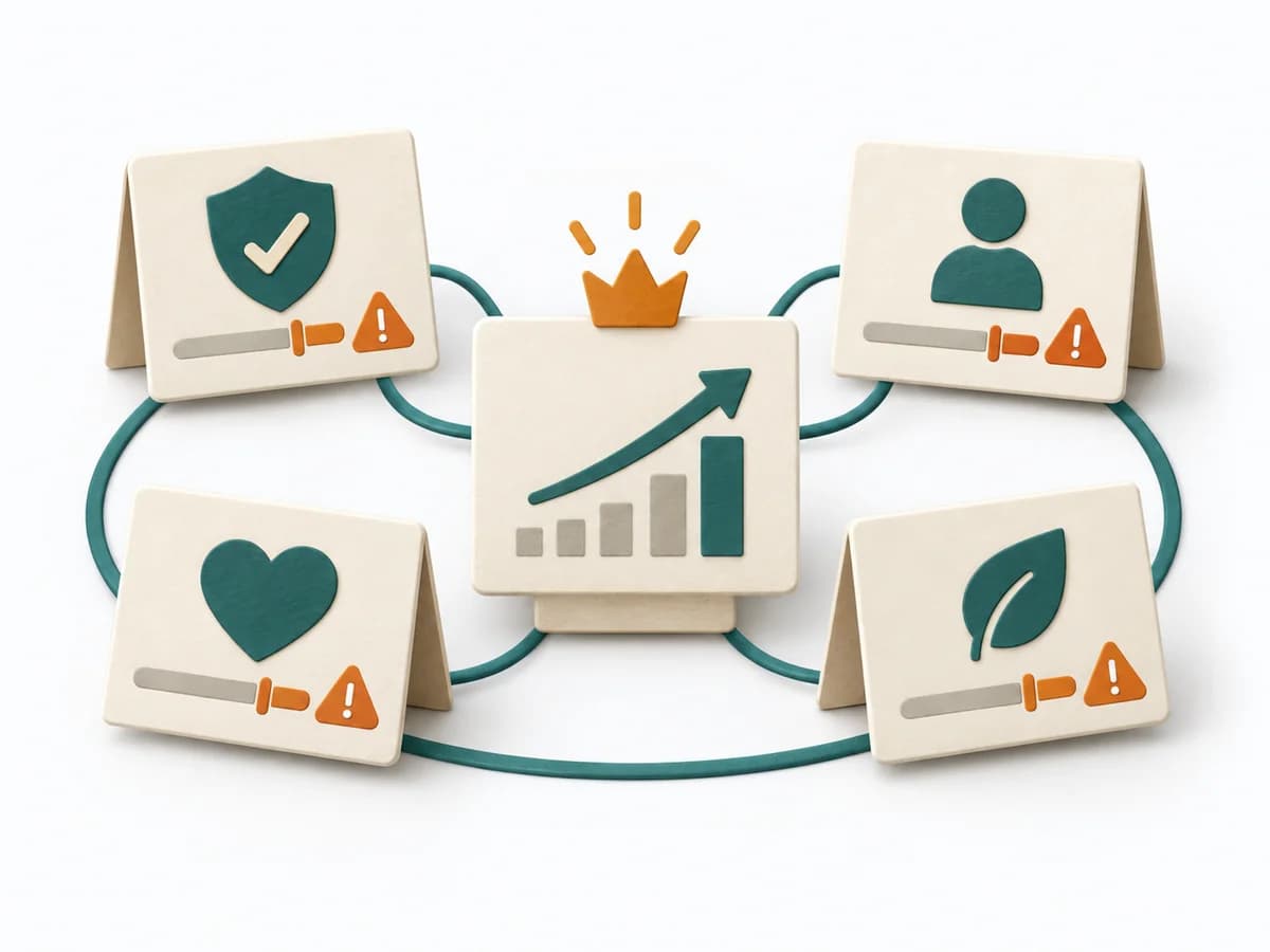 Papierillustration von Counter Metrics mit dem methodenspezifischen Arbeitsmodell.