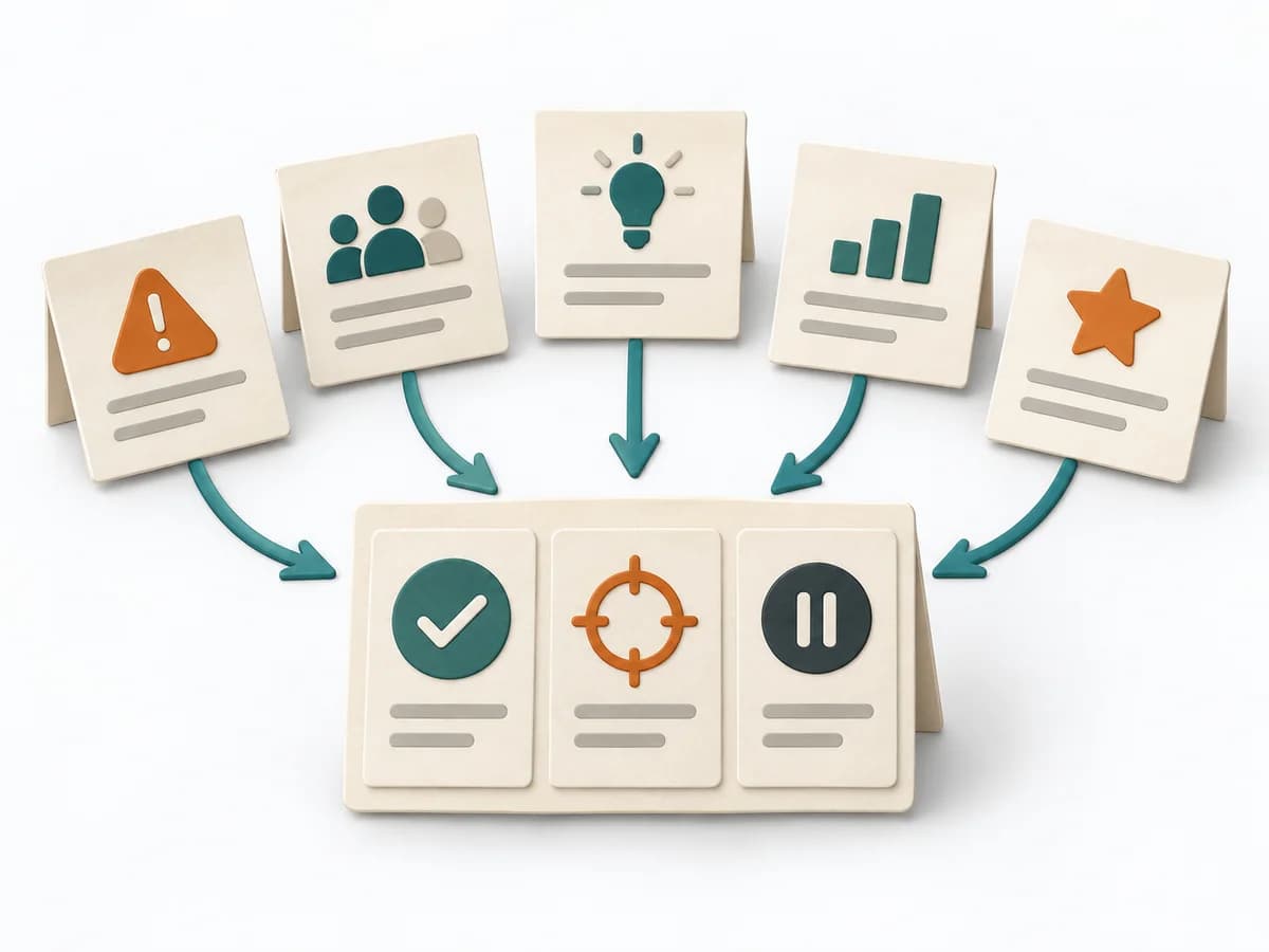 Papierillustration von Five-Minute VC Check mit dem methodenspezifischen Arbeitsmodell.