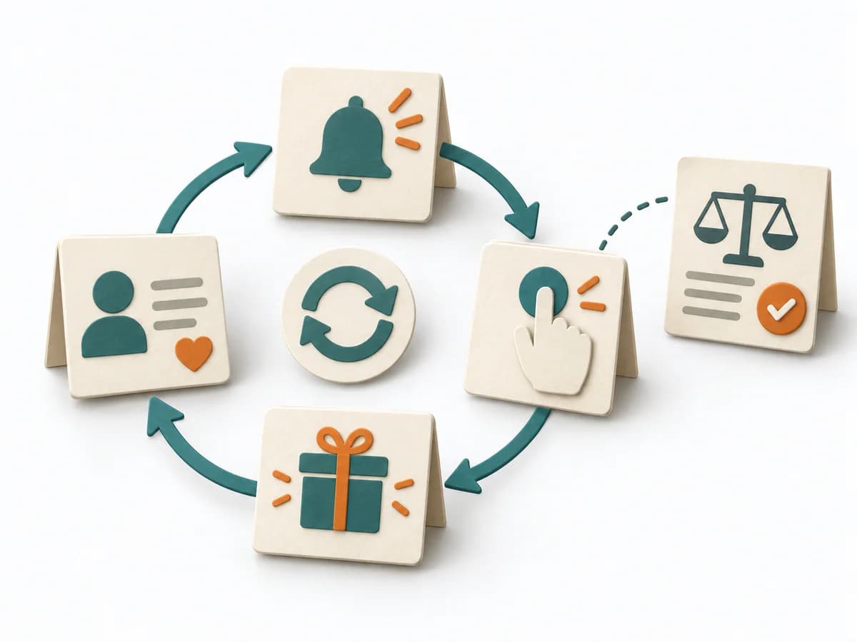 Papierillustration von Hooked Model mit dem methodenspezifischen Arbeitsmodell.