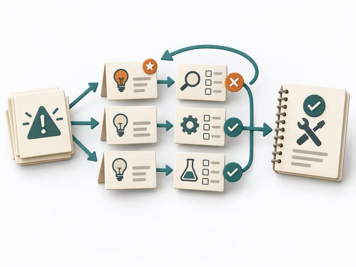 Papierillustration zu Hypothesis-Driven Troubleshooting.