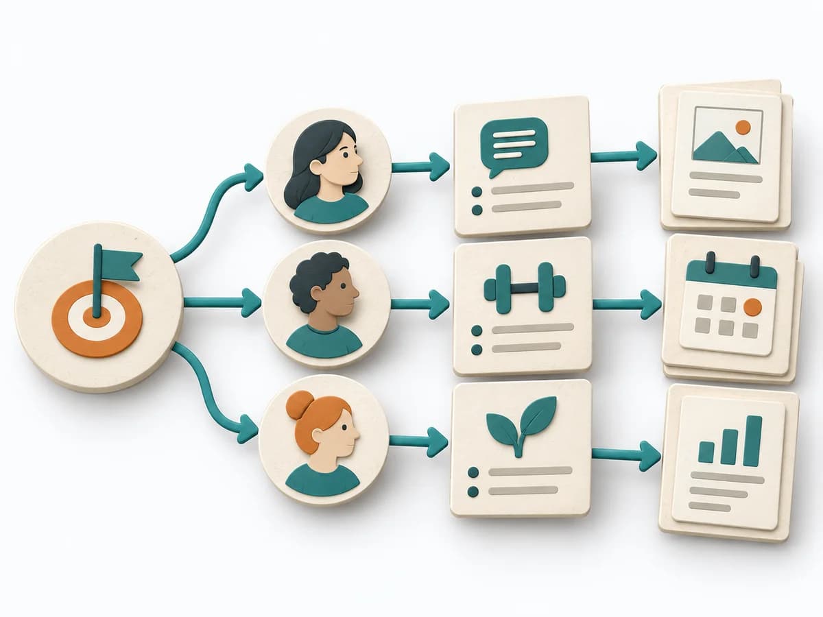 Papierillustration einer verzweigten Impact Map mit einem Why-Ziel als Wurzel, Actor-Kreisen, How-Verhaltensänderungen und What-Optionen.