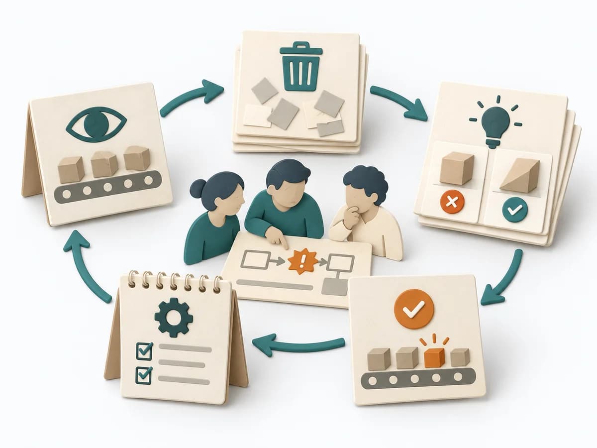 Papierillustration zu Kaizen Event.