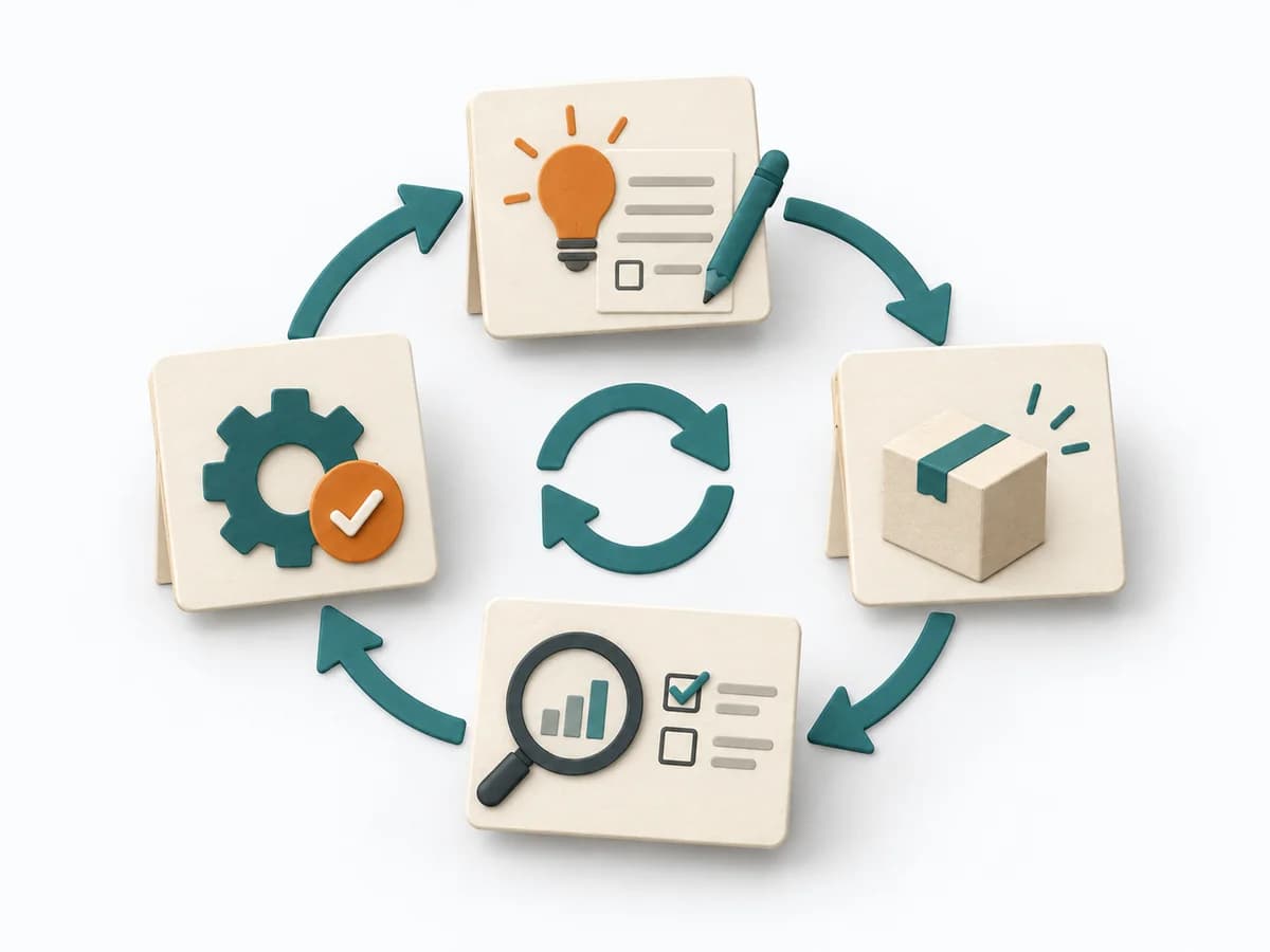 Papierillustration zu PDCA Cycle.