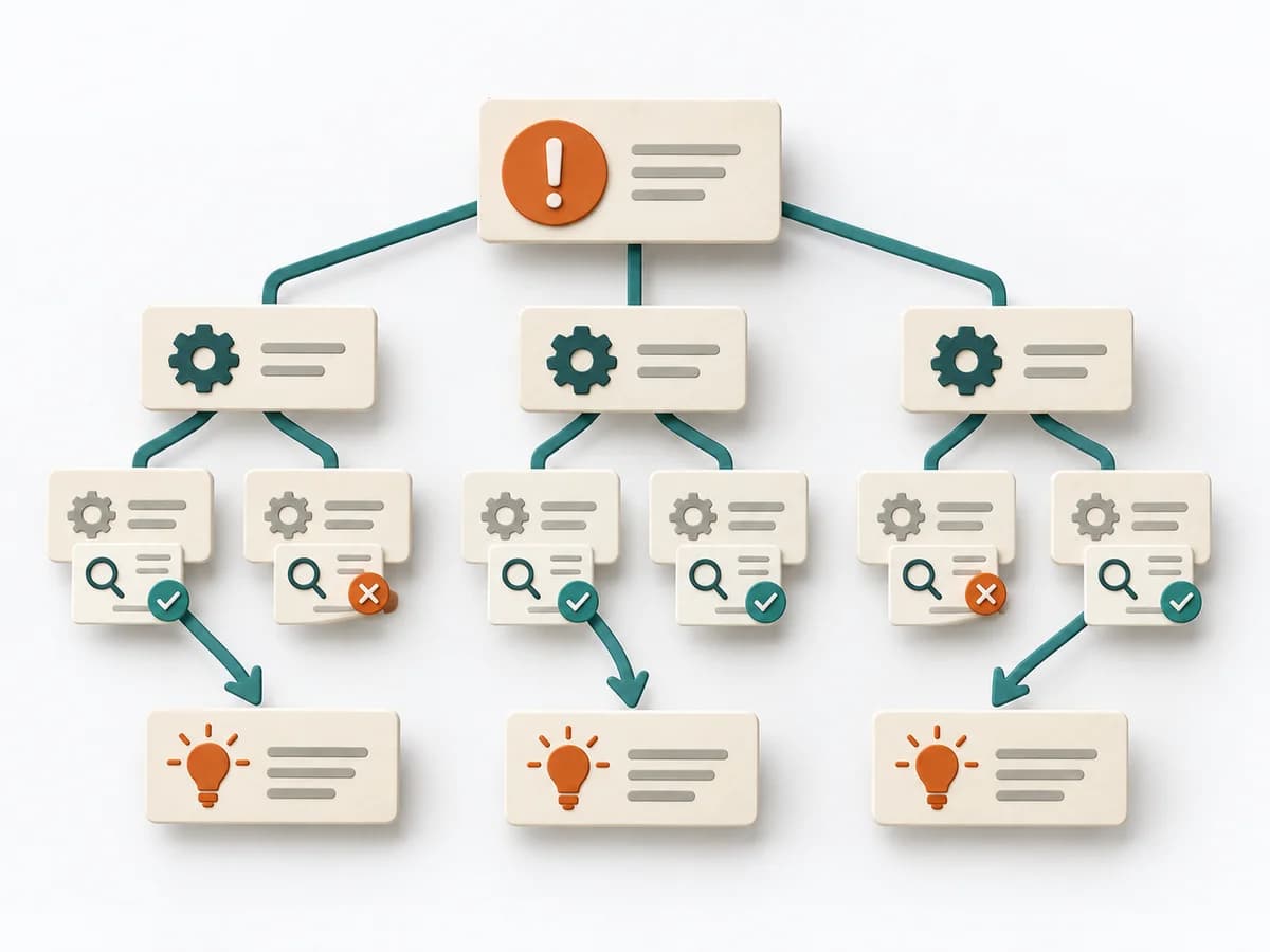 Papierillustration zu Root Cause Tree Analysis