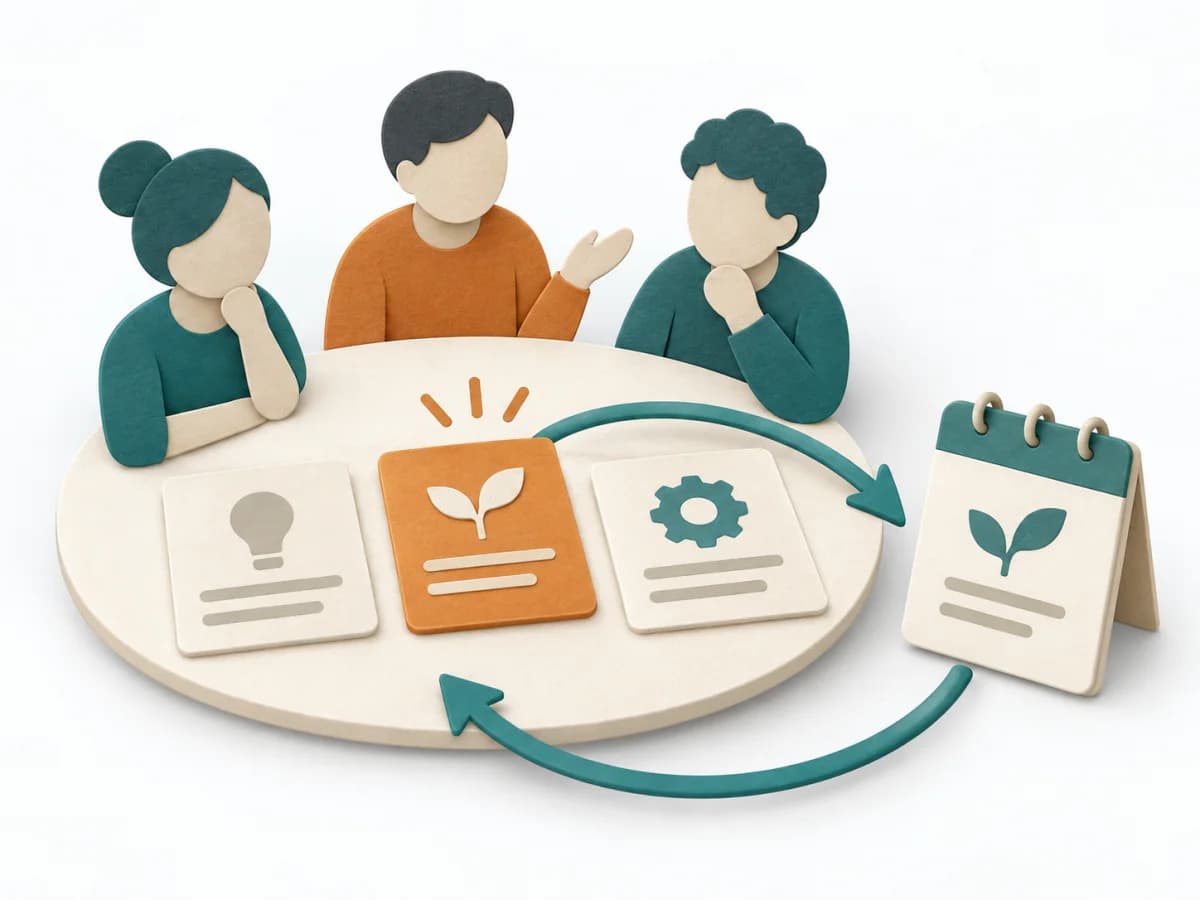 The Scrum Team inspects people, interactions, processes, tools, and the Definition of Done, then agrees on a few testable improvements.