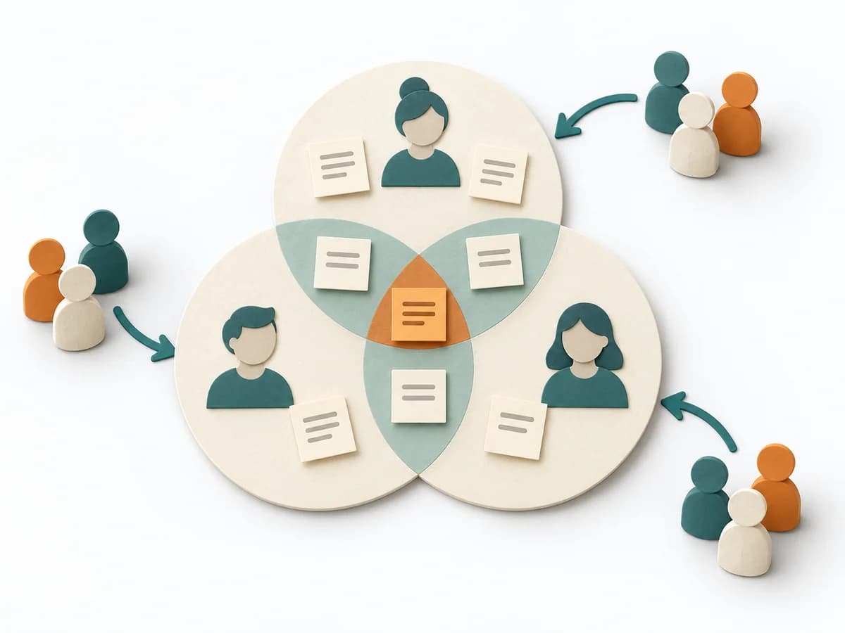 Papierillustration zu 3-Circle Venn Diagram