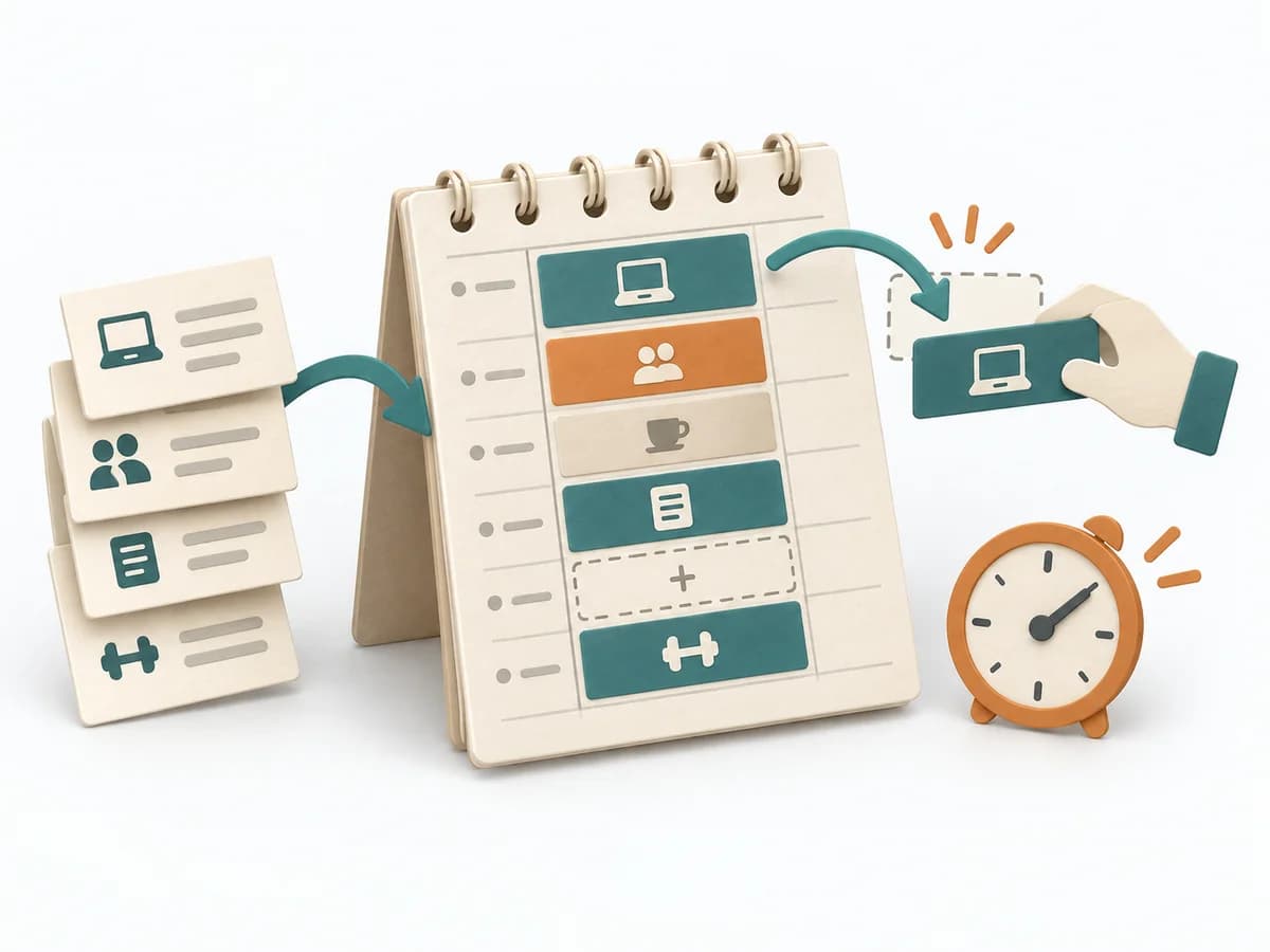 Papierillustration zu Time Blocking