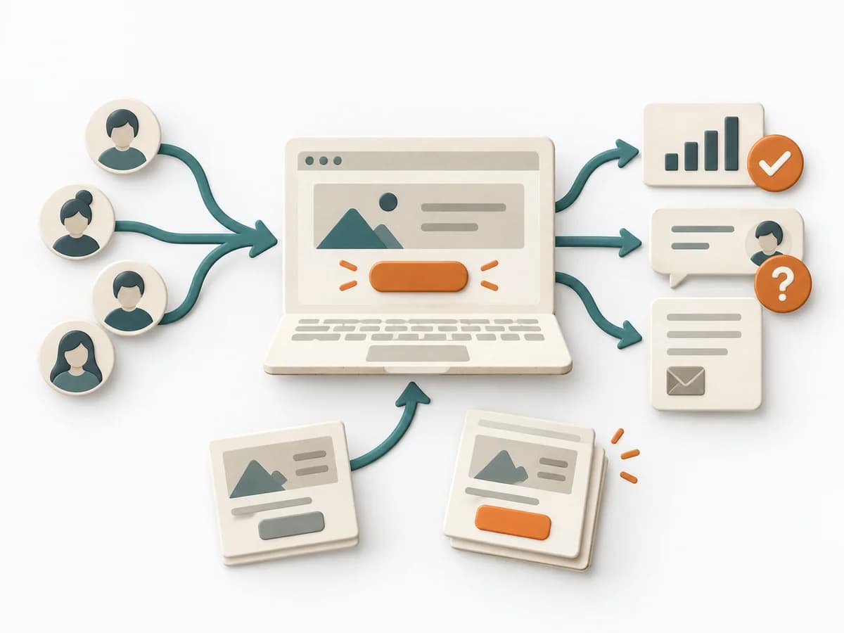 Papierillustration zu Landing Page Test.