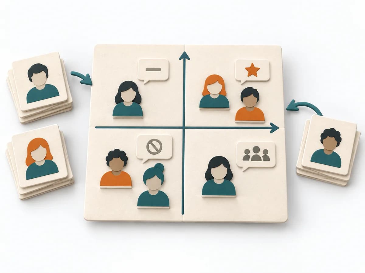Paper illustration of Power-Interest Grid with a method-specific labelled workspace.