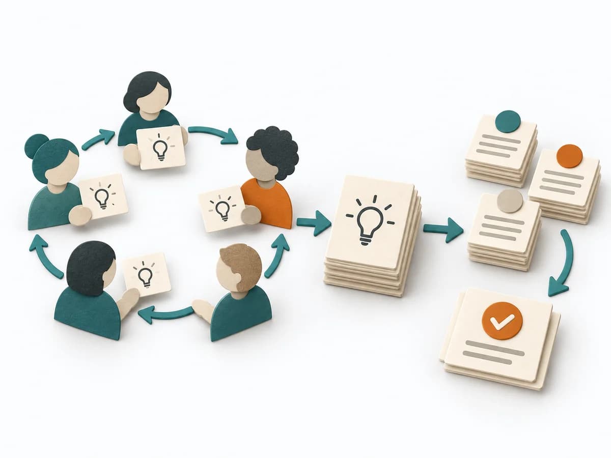Papierillustration zu Round Robin Brainstorming